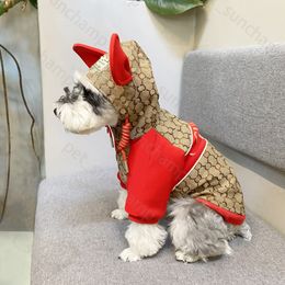 Mode Hund Kapuzenjacke Marke Hund Reißverschluss Rote Ohren Mantel Kleidung Schnauzer Bichon Corgi Teddy Welpen Haustier Jacke
