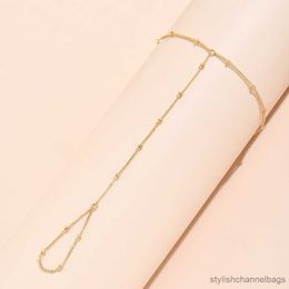 Charm Bracelets Creative Tiny Chain Bracelet Finger Rings For Women Gold Colour Link Chains Connecting Hand Harness Bracelets Jewellery Gift R230905