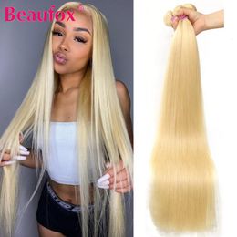 Lace Wigs Beau 613 Bundel Pirang Jalinan Rambut Brasil Manusia Lurus Pakan Ganda Remy Ekstensi 8 28" 230905