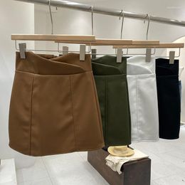 Skirts Bugilaku High Waist PU Leather Skirt Women Solid Color Arrival Korean Fashion Mini Female Streetwear Faldas Mujer