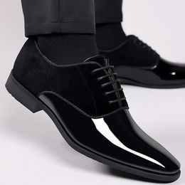 Dress Shoes Classic Patent Leather for Men Casual Business Lace Up Formal Office Work Male Party Wedding Oxfords 230905