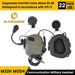 Tactical Earphone OPSMEN Earmor Softair Tactical M32H MOD4 Noise Cancelling Headphones for FAST Helmet ARC Helmet Rail Softair Earphones Shooting 230906