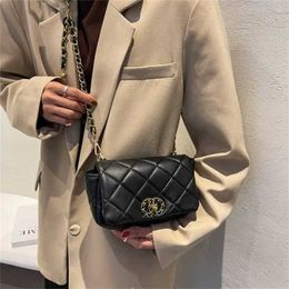 2024 New luxury high quality handbag Small wind Ling lattice embroidered thread messenger female soft small golden ball chain leisure mobile phone