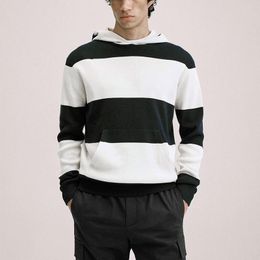 Men's Sweaters Sweater Clothing Pullovers Autumn And Winter Loose Fitted Hoodie Fashion Casual Black White Stripe Coats