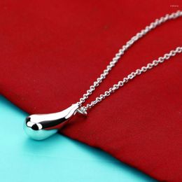 Chains Trend 925 Stamped Silver Pretty Water Drop Pendant Necklace For Women Luxury Fashion Jewelry Party Wedding Accessories Gift