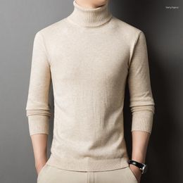 Men's Vests 2024 Autumn And Winter High-neck Two-turn Solid Colour Basic Youth Knitted Sweater Core Yarn