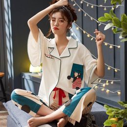 Women's Sleepwear Nice 95%Cutton Summer Women Pyjamas Homewear Good Quality Cosy Casual Soft Cute Nightwear Pyjama Sets Spring