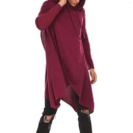 Men's Hoodies Fashion Irregular Hem Design Plus Size Pullover Sweatshirt Autumn Casual Loose Solid Colour Drawstring Hooded