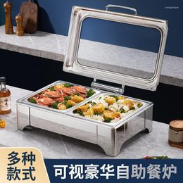 Dinnerware Sets El Restaurant Serving Dish Alcohol/Electric Heating Buffet Warmer Stainless Steel Chafing