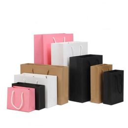 Packing Bags Wholesale Paper Shop Gift Bag Recyclable Store Packaging Clothes Gifts Cardboard Pouch With Handle Drop Delivery Office Ottk9