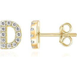 PAVOI 925 Sterling Silver 14K Gold Plated CZ Simulated Diamond Stud Earrings Fashion Alphabet Letter Initial Earrings