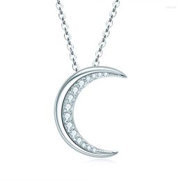 Chains PMO-022 Lefei Fashion Trendy Luxury Classic Moissanite Sweet Moon Necklace For Women Real 925 Sterling Silver Party Jewellery Gift