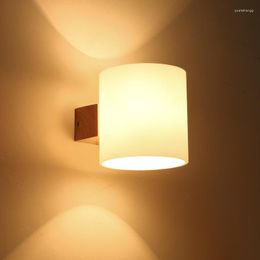 Wall Lamps Chinese Solid Wood LED Light Creative Wooden Lighting Frosted Glass Bedroom / Bed Aisle Corridor Porch E27 AC90-260V