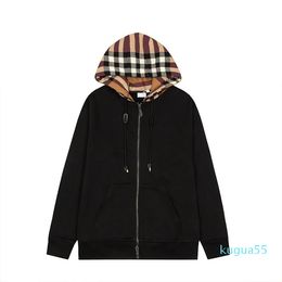 2023-Mens Hoodies Designer Women Plaid Hooded Zipper Up Hoodies Cotton Vintage Sweater Autumn Winter Fashion Sweatshirts