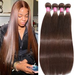 Lace Wigs Bundel rambut manusia lurus tulang coklat murah Remy "10 32" Virgin 100 4 jalinan Brasil 1 3 4 bundel 230905