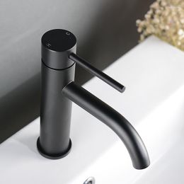 Bathroom Sink Faucets Brushed Gold/Black Washbasin Cold And Water Mixer Tap Deck Mounted Single Hole Basin Faucet