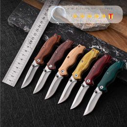Multifunctional knife Portable folding Outdoor wooden handle High hardness colored wood grain mini 5IKE