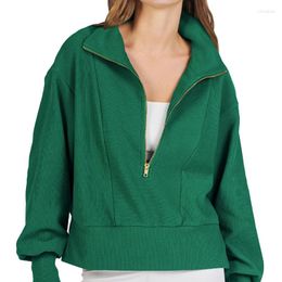 Women's Hoodies Half Zip Sweatshirt Long Sleeve Tops Autumn Winter Casual Loose Lapel Pullover Sports Jacket Fashion Blouse Coat