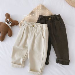 Trousers Children Pants Autumn Spring Casual Cotton Canvas Pants Fashion Kids Boys Girls Trousers 230906