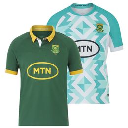 2024 Südafrika Heim-/Auswärts-Rugby-Trikot – Herrengröße: S-5XL. Drucken Sie Ihren individuellen Namen und Ihre Nummer auf