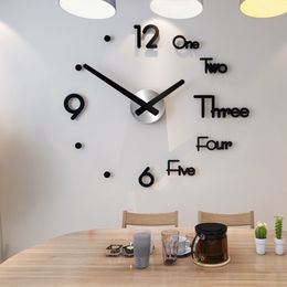 Decorative Objects Figurines 3D Wall Clock Modern Design DIY Digital Wall Clock Acrylic Stickers Home Office Decor Wall Watch for Living Room Decoration 230906