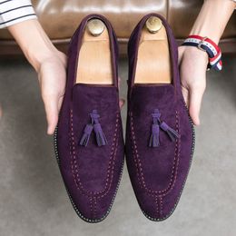 Dress Shoes Arrival British Men's Blue Purple Tassel Style Oxford Moccasins Wedding Prom Homecoming Party Footwear Zapatos Hombre 230905