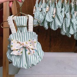 Dog Apparel Green Stripe Pumpkin Skirt Clothes Dot Bow Slip Dress Small Dogs Clothing Cat Party Costume Summer Korean Fashion Pet Items