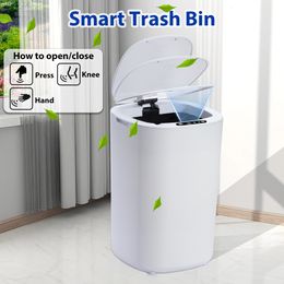 Waste Bins Smart Sensor Trash Can Electronic Automatic Household Bathroom Toilet Bedroom Living room Waterproof N Seam Bin 230906