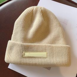 Winter Knitted Beanie cotton Hat Women men beige high quality Knit Thick Warm Beanies Hats Female Bonnet Caps