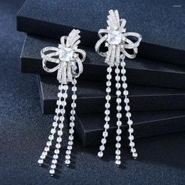 Dangle Earrings Kellybola Luxury Bowknot Drop Earring Full Mirco Paved Micro Zirconia Women Bridal Dress Wedding Everyday Fashion Jewellery