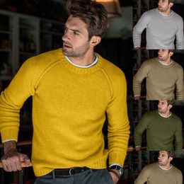 Mens Sweaters Autumn Knitted Sweater T Shirt Comfy O Neck Long Sleeve Pullovers Jumper Casual Fall Bottoming for Winter 230905