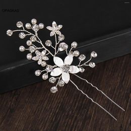 Hair Clips Pearl Hairpin Bride Crown Wedding Accessories U-shaped Silver Colour Clip Tiaras Fashion Beaded Jewellery For Women