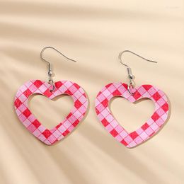 Dangle Earrings Mothers Day Gift Cute Valentine Love Plaid