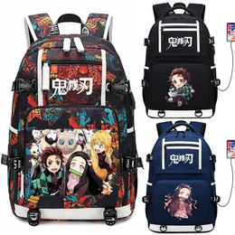 Backpacks Demon Slayer Anime Backpack Kamado Tanjirou printing bag Kamado Nezuko Casual Backpack Student School Bag Computer Bag 230905