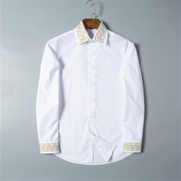 Luxurys Designers Whole Mens Dress Shirts Solid Slim Long Sleeve Brand Working Clothing Chemise Homme Camisa Social Masculina 204b
