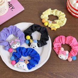Japanese Style Girls Scrunchie Elastic Hair Rope Cartoon Dog Rabbit Kuromi Hair Band Ponytail Holder Headband Hair Accessories 2604