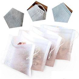 Coffee Tea Tools 100Pcs Disposable Philtre Bags Empty Non-Woven Strainers With String Pouch For Home Kitchen 6 X 8Cm Drop Delivery Ot8Nv