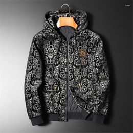 Men's Down Winter Jacket Men Fashion Paisley Coat Craft Embossed Embroidery Warm Hooded Mens Jackets And Coats Chaqueta Hombre Invierno