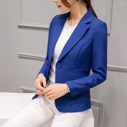 Women's Suits Women Blazer Solid Colour One Button Lady Suit Jacket Slim Fit Lapel Long Sleeve Coat