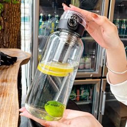 Water Bottles 1L 2L Glass Bottle With Strap Sport Outdoor Travel Portable Leakproof Drinkware Large Capacity Waterbottle