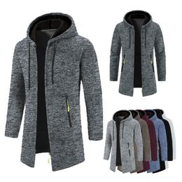 Mens Jackets Men Hoodies Jacket Solid Long Sleeve Warm Fleece Lined Hooded Zipper Cardigan Slim Fit Fashion Sweater Coats Man Clothes Tops 230905