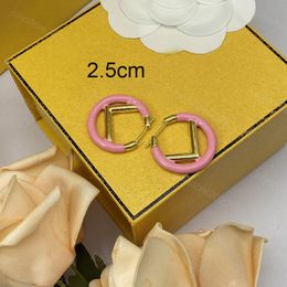 Womens Premium Gold Hoop Earring Designer Jewellery Small Stud Earring for Mens Studs2.5cm Luxury Brand Letter Design Hoops Pink Balck Fashion with Box 23091