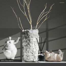 Vases Light Luxury Sales Office Soft Decoration Art Petal Texture Ceramic Vase Home Model Room Floral Flower Arrangement