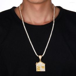 Pendant Necklaces Fashion Charm Hip Hop Iced Out Bling Small House Zircon Hiphop Necklace Jewellery Gifts For Men Women