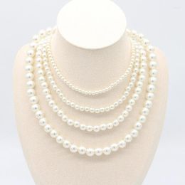 Choker Elegant Round Imitation Pearl Necklace Fashion Women Simple Handmade Strand Bead Clavicle Chain Wedding Jewellery Gift