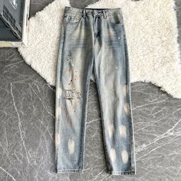 Men's Jeans Retro Vintage Distressed American Trendy Brand Ruffian Handsome Loose Fitting Straight Tube Harajuku Style Wide Leg