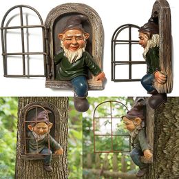 Garden Decorations Resin Crafts Micro Landscape DIY Ornaments Elf Out The Door Window Hugger Naughty Gnome Statue Decoration