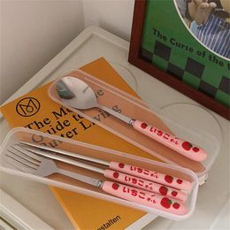 Dinnerware Sets Exquisite Stainless Steel Tableware Gift Box Set Home Portable Creative Ins High Beauty Spoon Fork Chopstick Three Piece