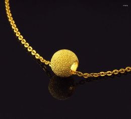 Pendant Necklaces 999 24K Yellow Gold Sandstone Beads For Necklace Or Bracelet 1.05g