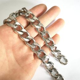 Chains 15MM 18-40 Inch Stainless Steel Curb Link Necklace Chain Silver Huge Heavy Jewellery For Mens Holiday Gifts